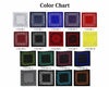 Color chart with 14 bandanas in various colors on a white background