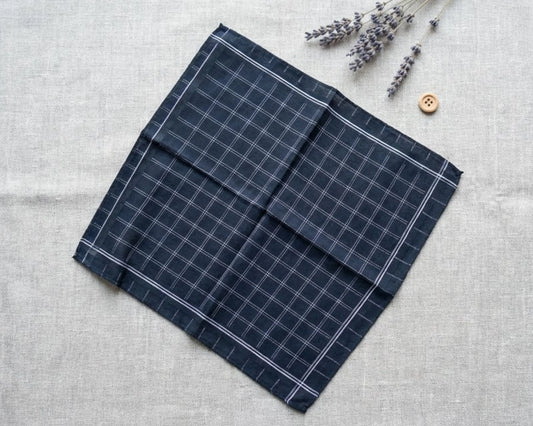 black and white grid design handkerchief