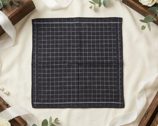 black and white grid style handkerchief