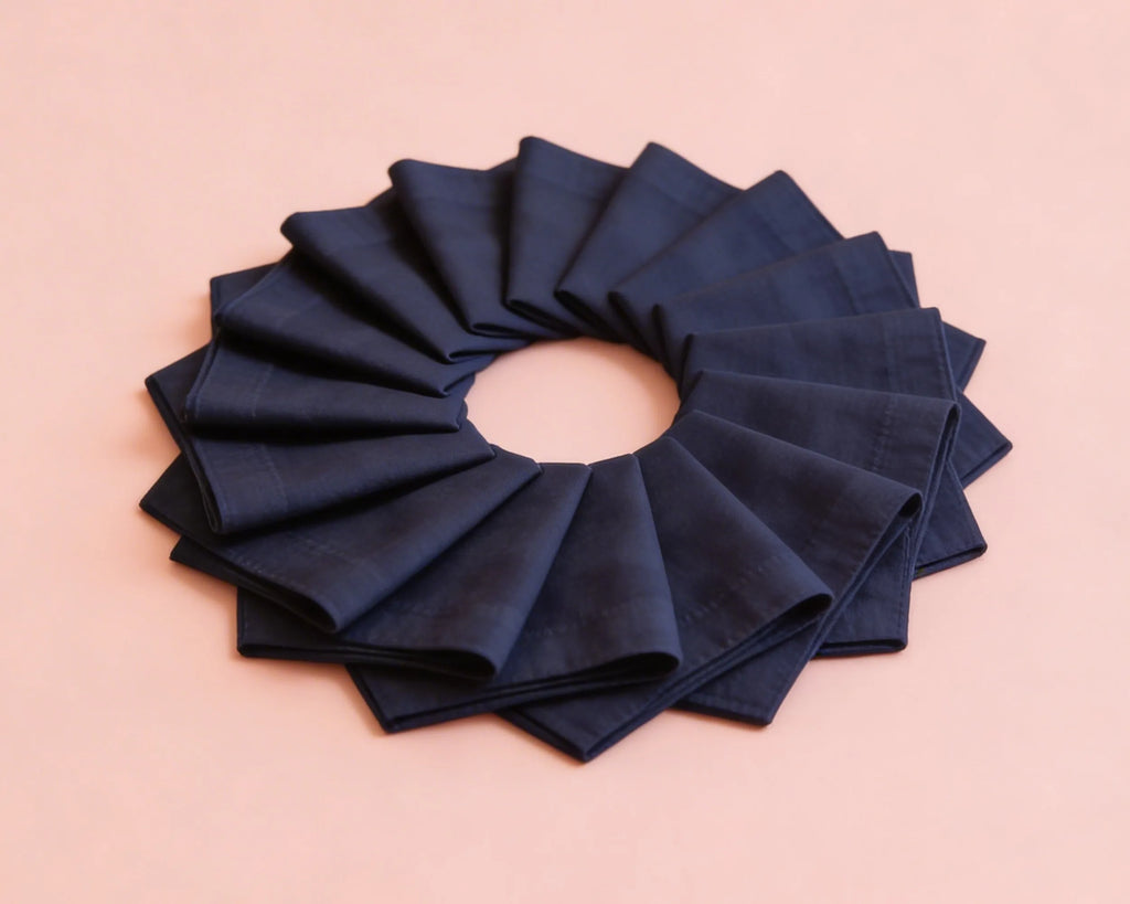 black cotton hanky in circular form 