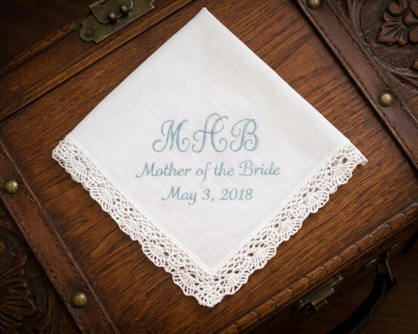 cotton lace monogram white embroidery handkerchief
