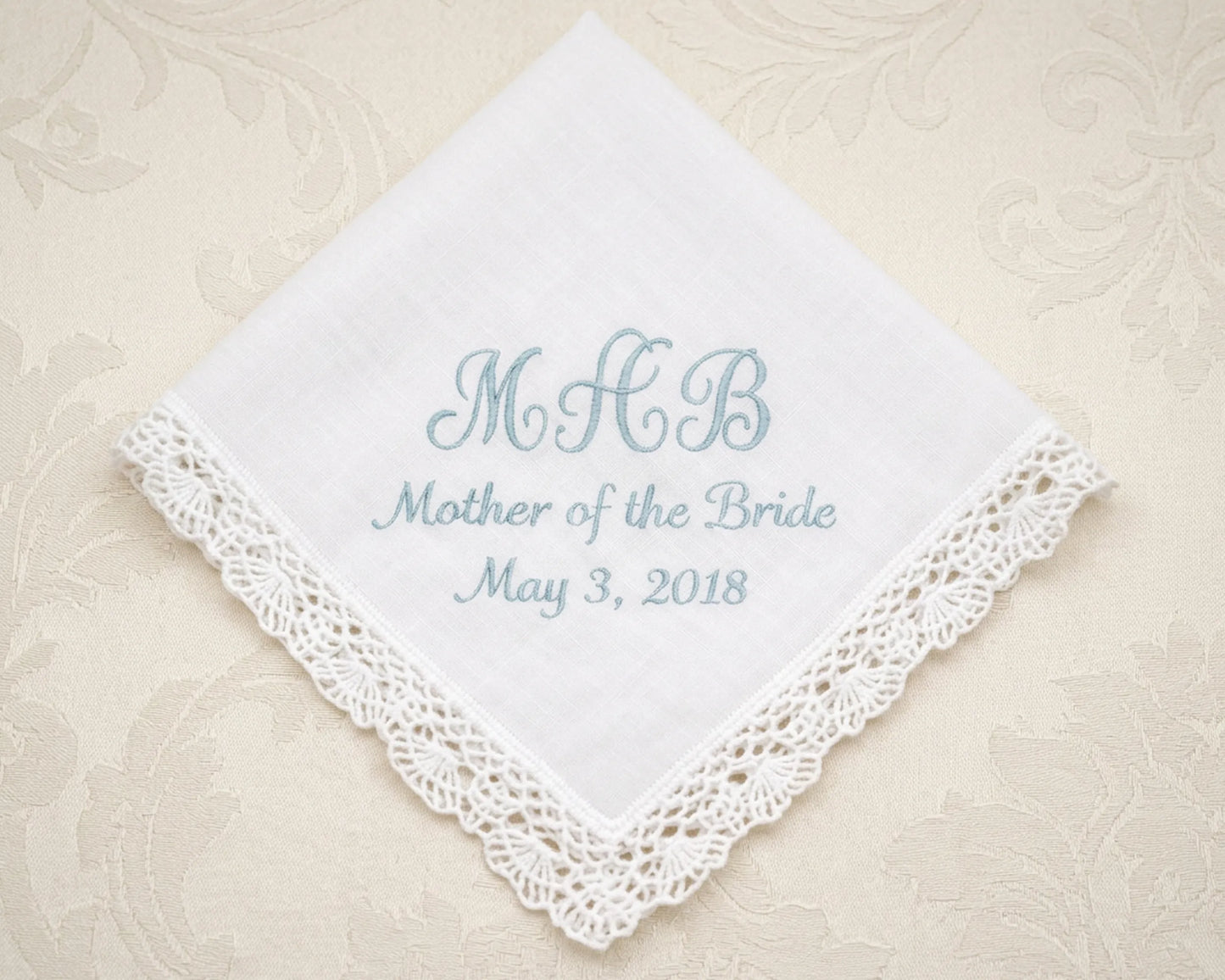 cotton lace monogram white embroidery hankie