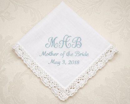 cotton lace monogram white embroidery hankie