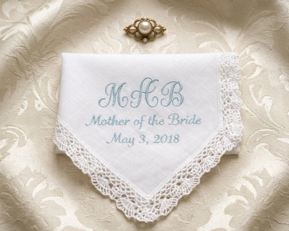 cotton lace monogram white embroidery hanky 