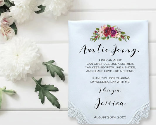 Elegant cotton lace wedding handkerchief with personalized message
