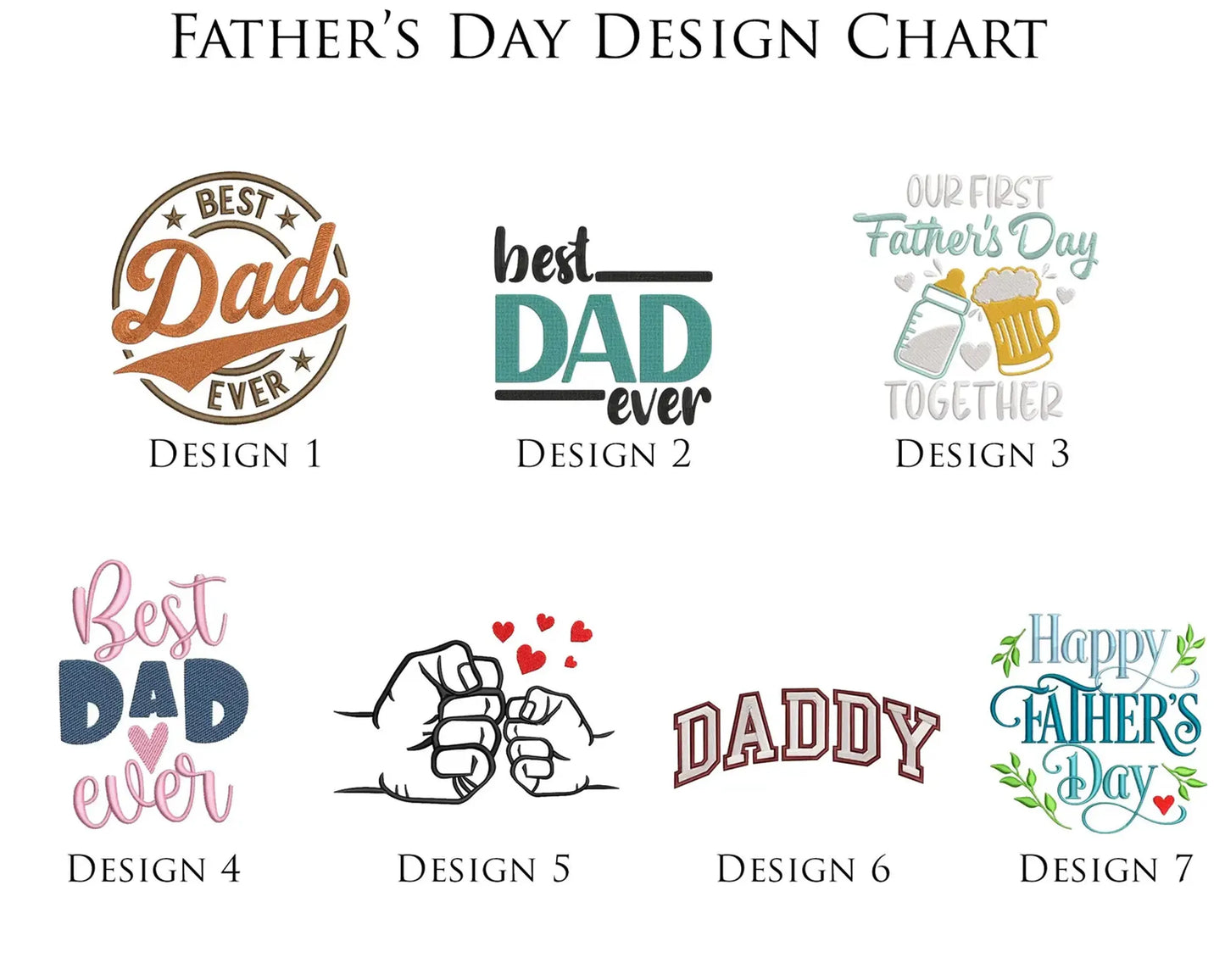 Collection of Father's Day design logos on a white background
