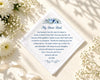 hanky for a father with a message of love and pride, surrounded by white flowers on a light background