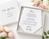hanky in a box with a message for 'Mom' surrounded by pink flowers on a white surface