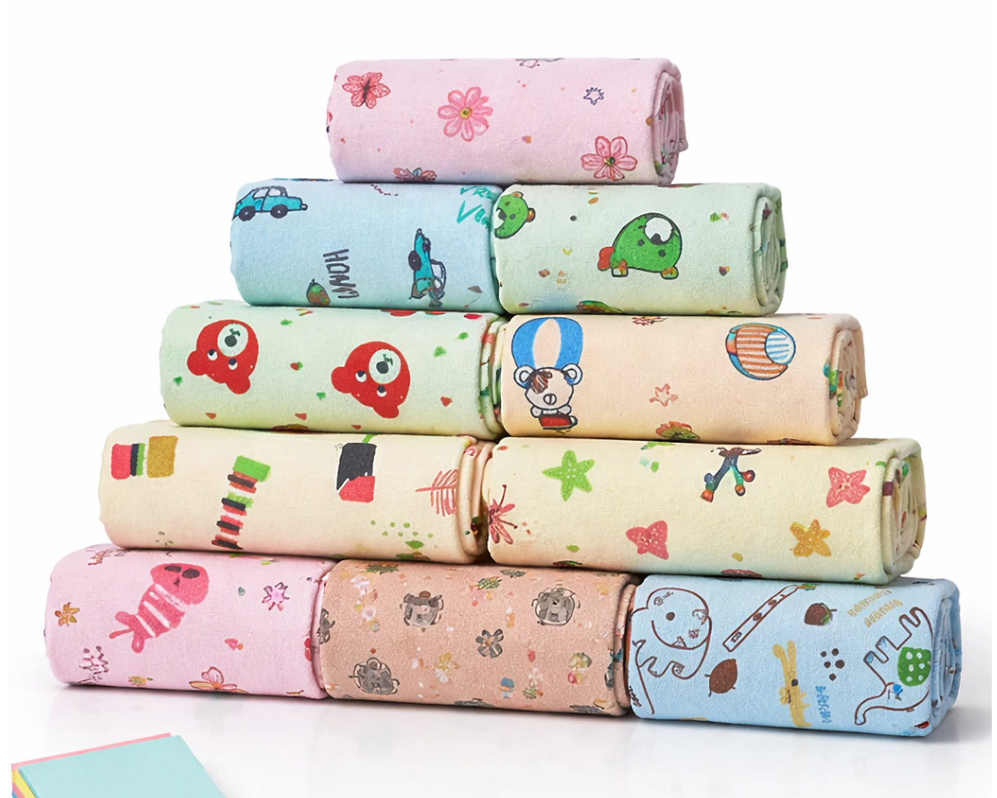 kids printed hankies in pyramid shape