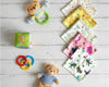 white cotton handkerchief with colorful mouse ear icons