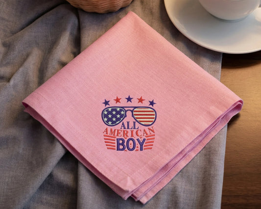pink hanky with embroidered designs 