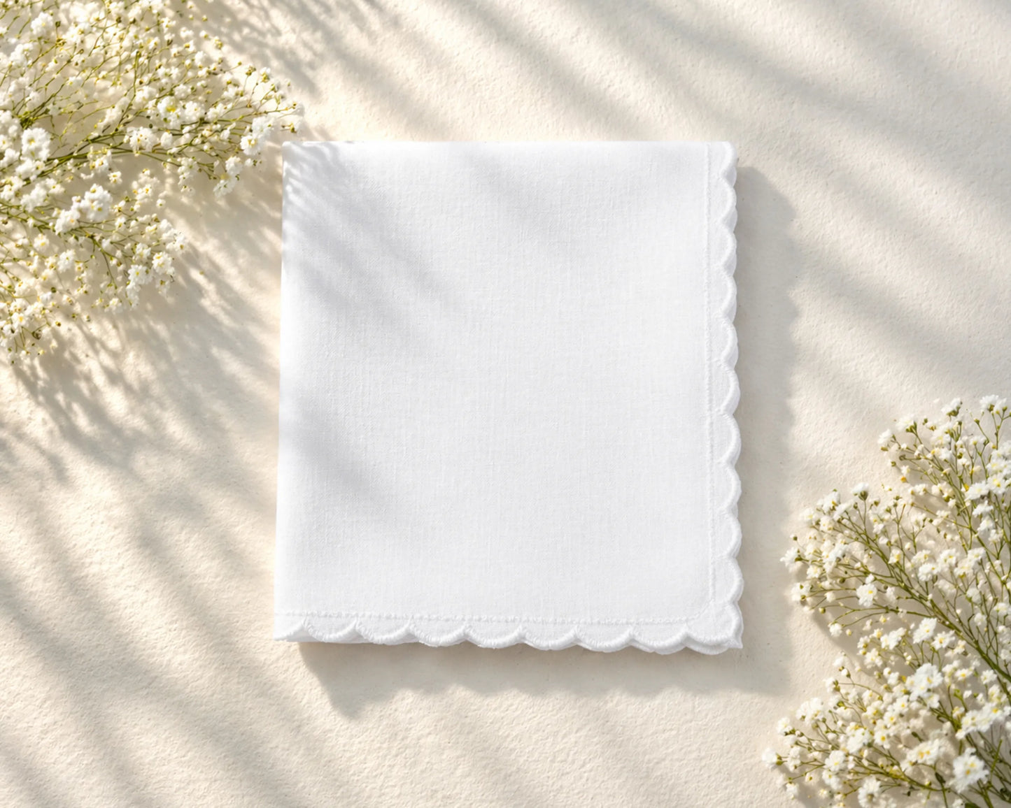 plain scalloped edge cotton hanky