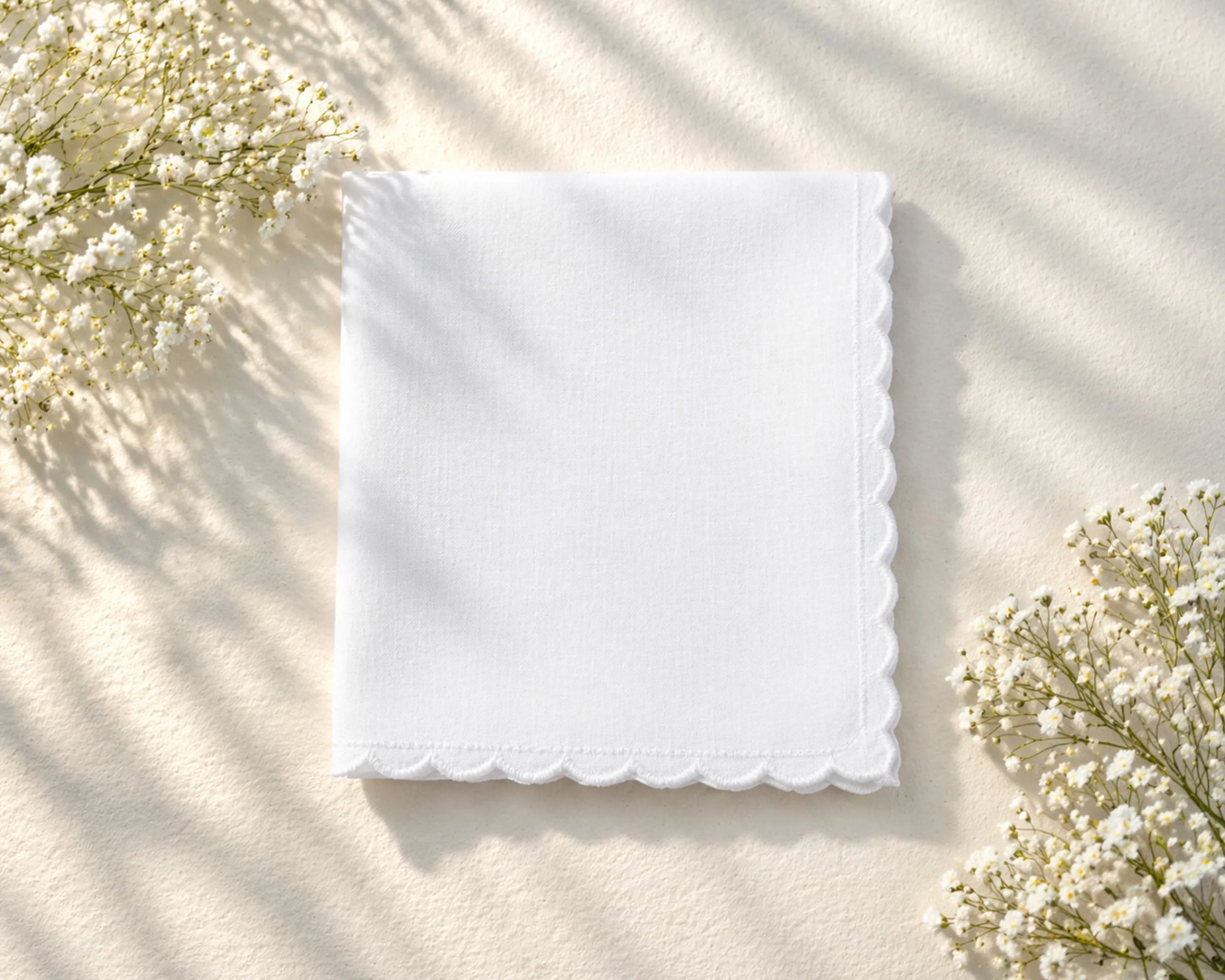 plain scalloped edge cotton hanky