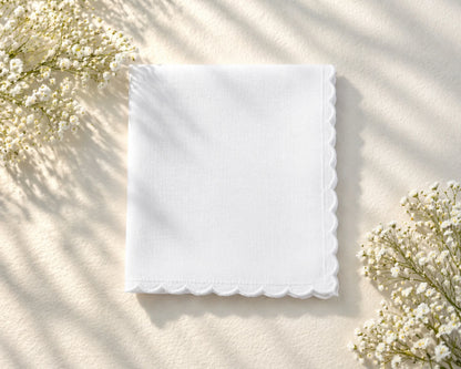 plain scalloped edge cotton hanky