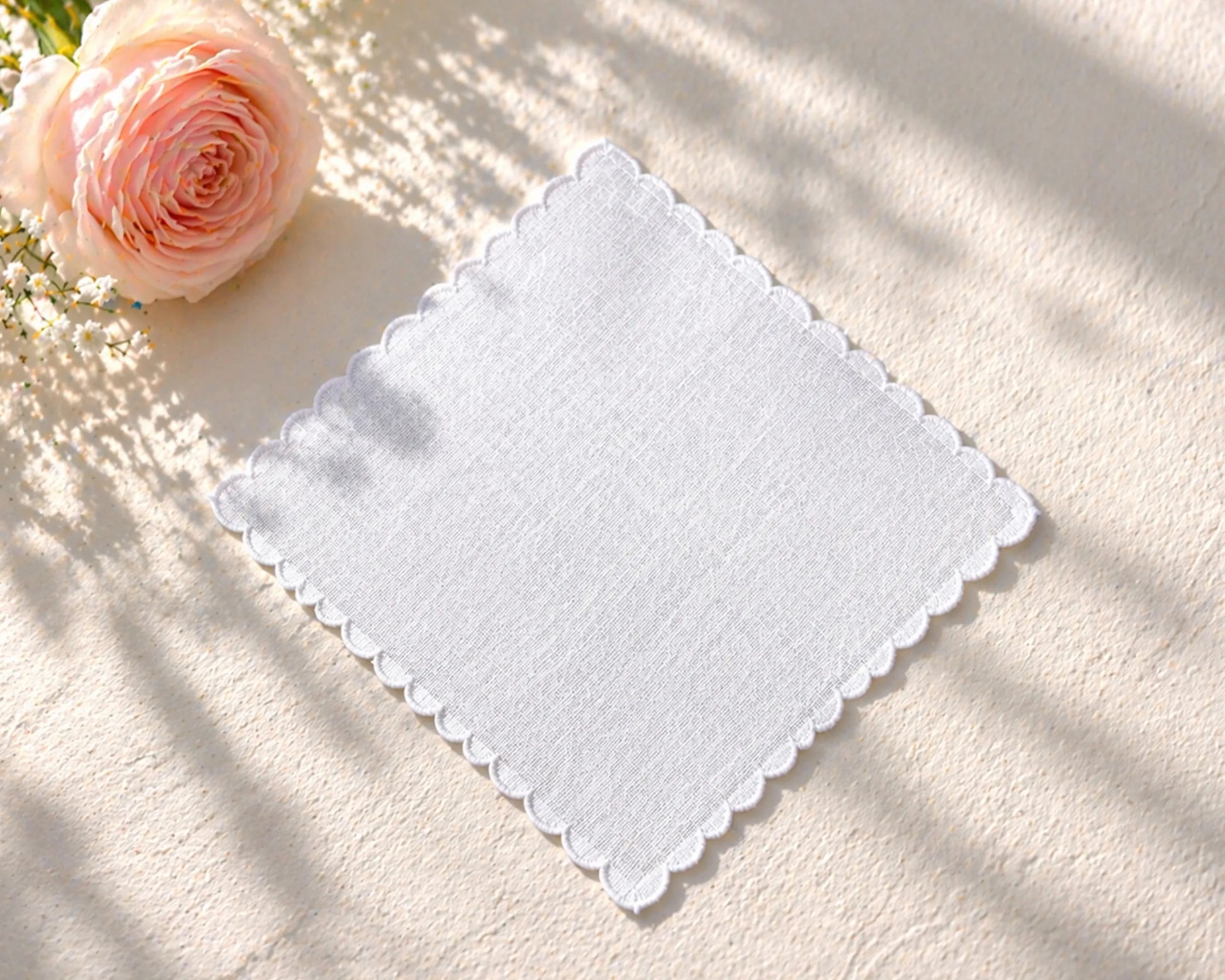 plain scalloped edge cotton soft hanky