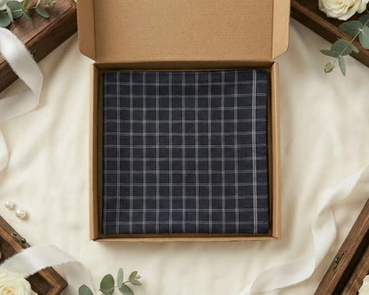 premium black_and_white_grid_design_hanky