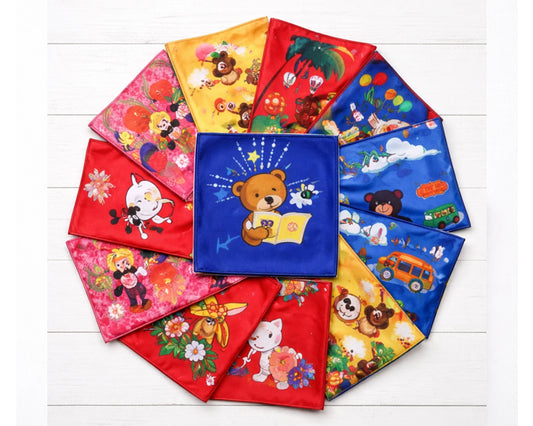 Cotton Handkerchief Wholesale Printed Hanky Pack Kids Soft Assorted Designs