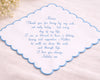 Card with blue text on a white background