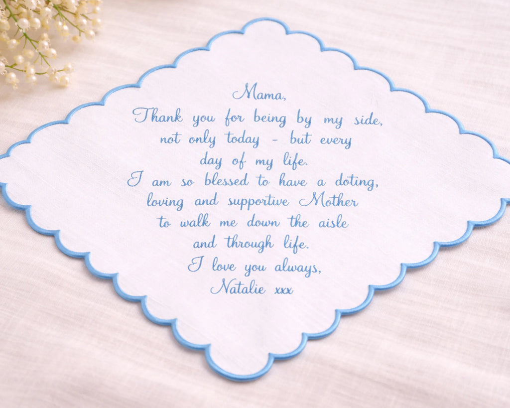Card with blue text on a white background