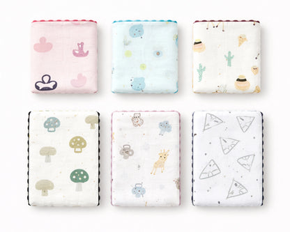 scalloped edge cotton kids printed hanky 