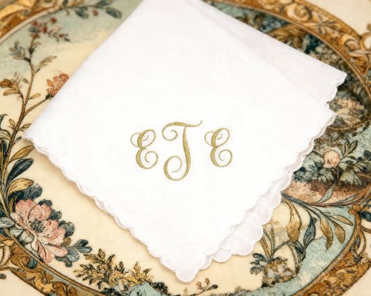 scalloped edge embroidery bridal handkerchief