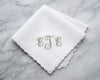 scalloped edge embroidery white bridal handkerchief