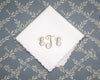 scalloped edge embroidery white bridal hankie