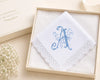 white bridesmaid lace embroidered handkerchief with box