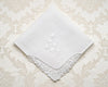 white corner lace bridal embroidery hankie
