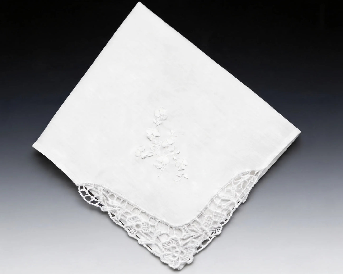 white corner lace bridal embroidery hanky 