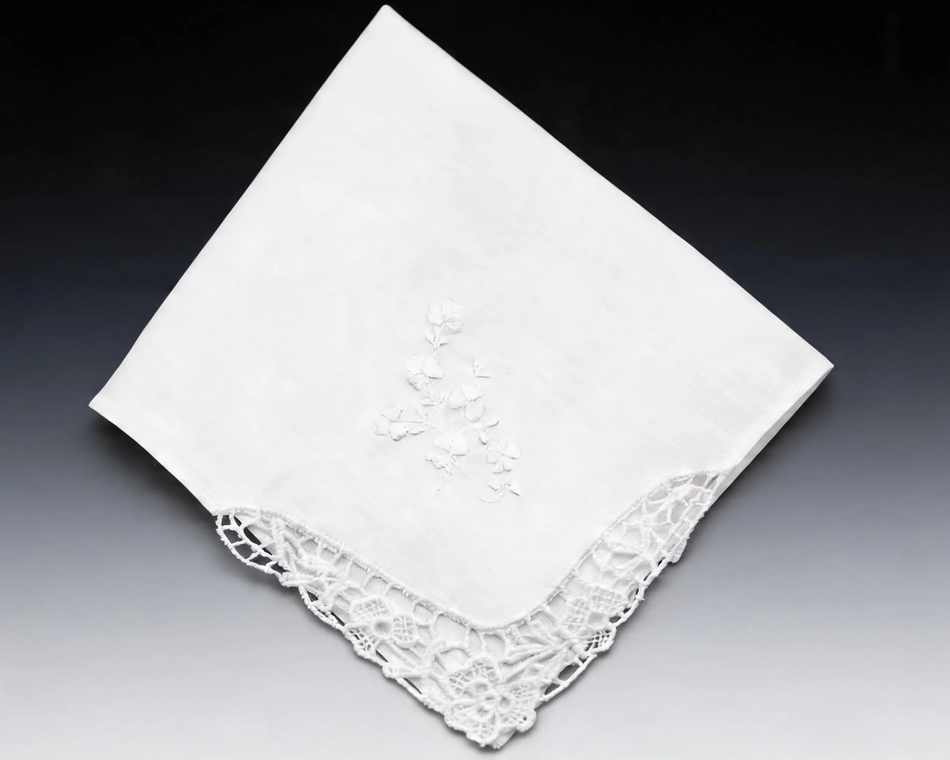 white corner lace bridal embroidery hanky 