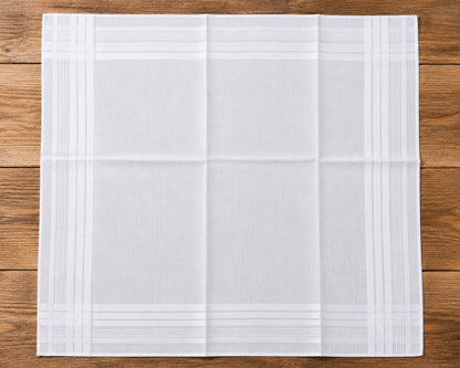 White HANKY on a wooden table