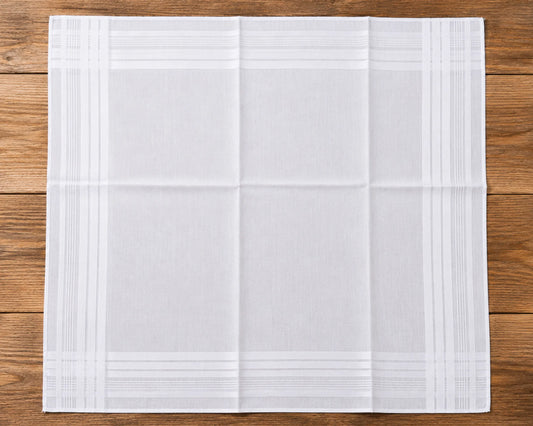 White HANKY on a wooden table