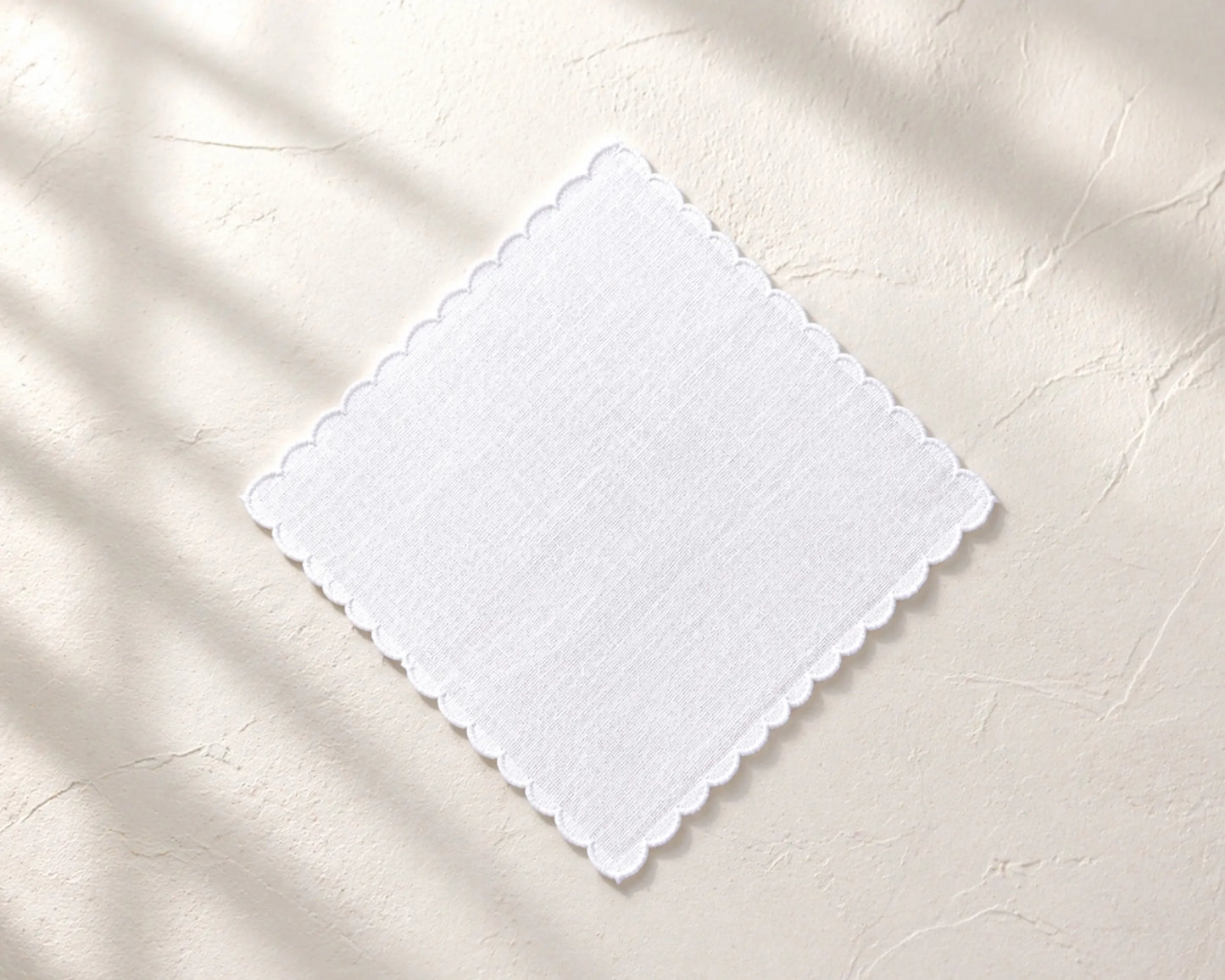white plain scalloped edge cotton soft hanky