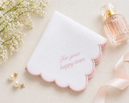 women saclloped edge pink hanky 