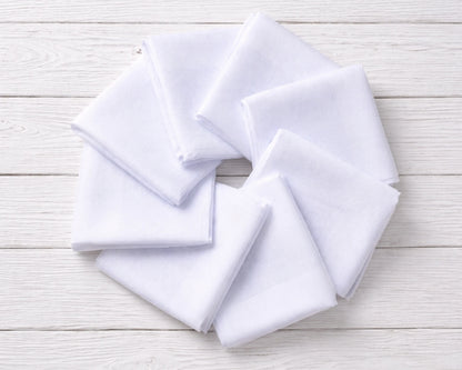Wholesale White Cotton Handkerchief Bulk Set Soft Plain Hanky Pack