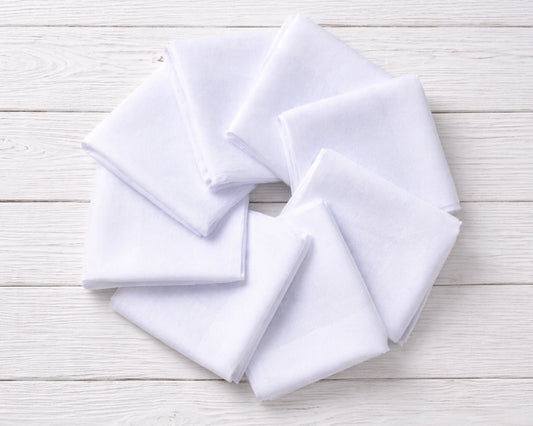 Wholesale White Cotton Handkerchief Bulk Set Soft Plain Hanky Pack