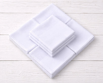 Wholesale White Cotton Handkerchief Bulk Set Soft Plain Hanky Pack