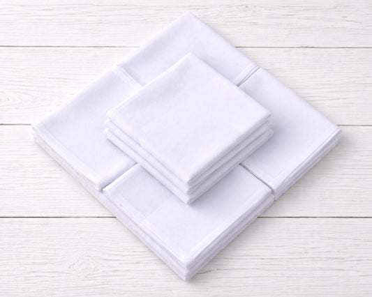 Wholesale White Cotton Handkerchief Bulk Set Soft Plain Hanky Pack