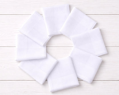 Wholesale White Cotton Handkerchief Bulk Set Soft Plain Hanky Pack